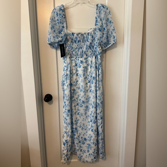 French Connection Catrina Blue and White Slit Midi Dress - Picture 10 of 14